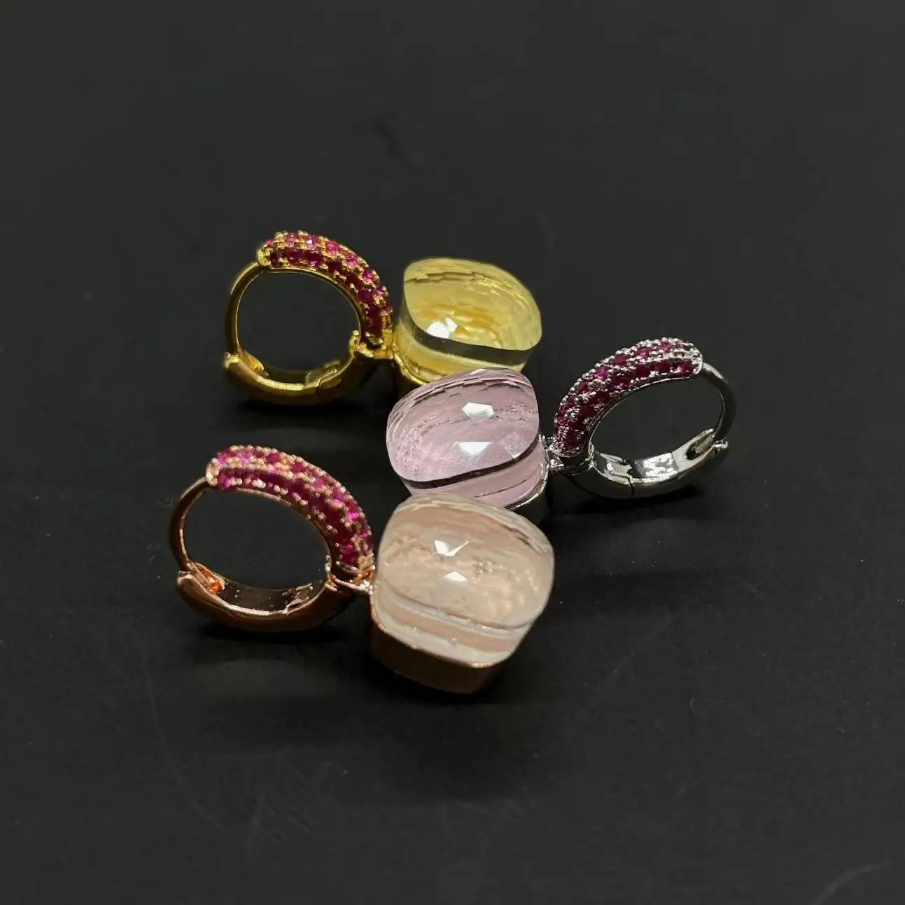 Classic Candy Color Earrings Inlay Red Zircon 32Colors Crystal Earrings Gold Plated Fashion Jewelry Earrings For Women