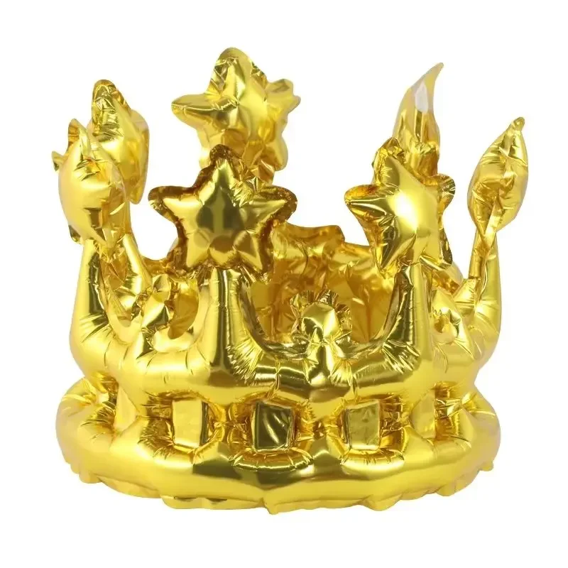 Inflatable gold crown foil balloons adult birthday hat cap king toy party baby shower supplies