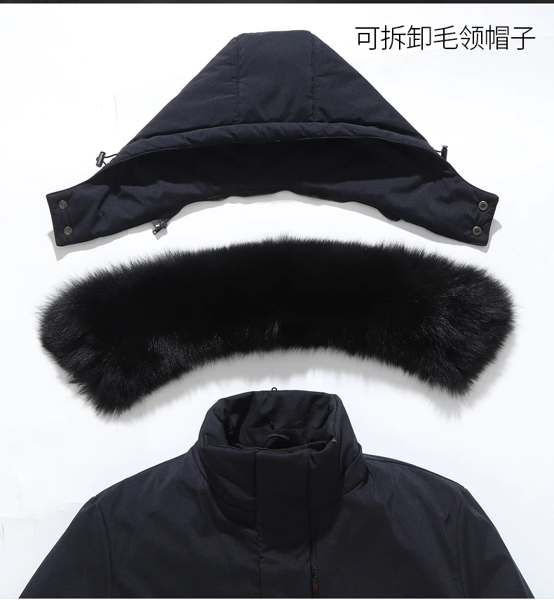 Winter New Down Jacket Men's Mid Length  Winter New Fashionable Warm Jacket Thickened Outdoor Extreme Cold Collar Down Jacket