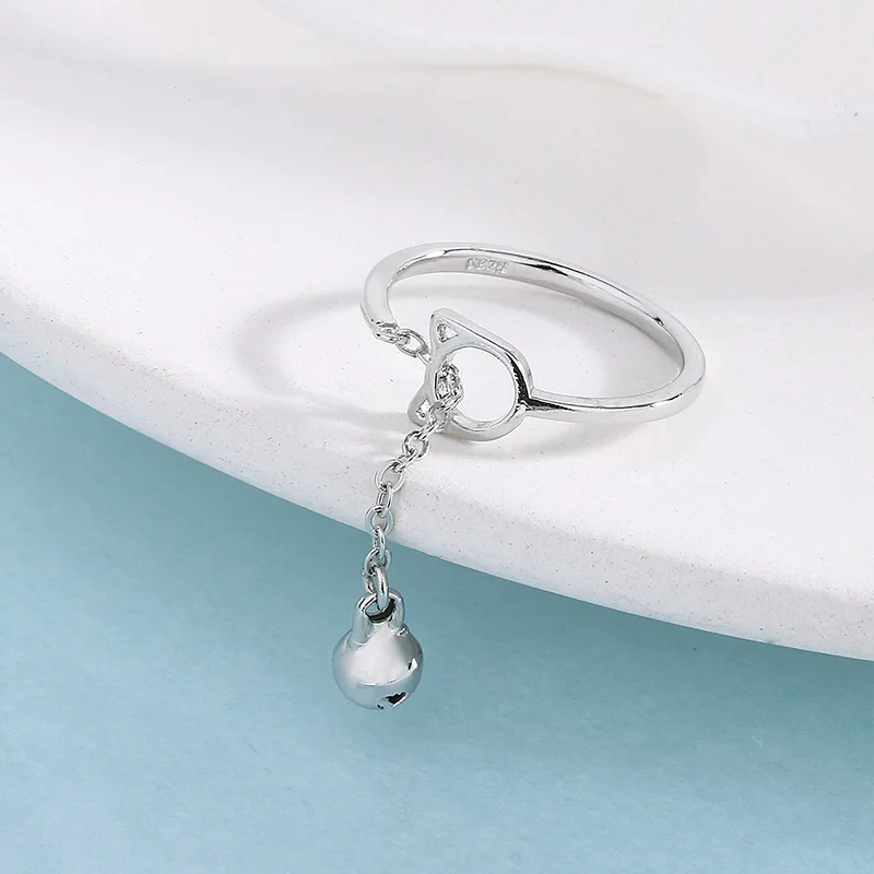 Neue Mode Silber Farbe offene Fingerringe Katze Liebe Fisch Mond Stein rosa Tier für Frauen Mädchen Schmuck Geschenk Drops hip – Detail 1