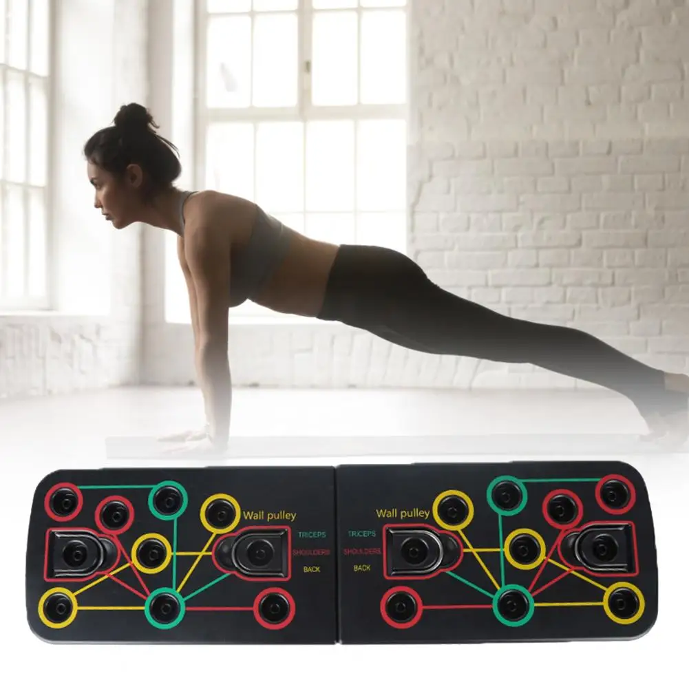 1 Set Push Up Board ABS Detachable Push Up Bar Non-Slip Burning Fat Push-Up Stand with Elastic Strap Fitness Board for Home