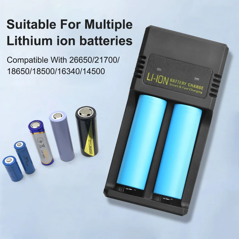 18650 Battery Charger 2 Slots Universal USB Smart Charger For 18650 18350 26650 16340 Rechargeable Lithium Battery battery charger
