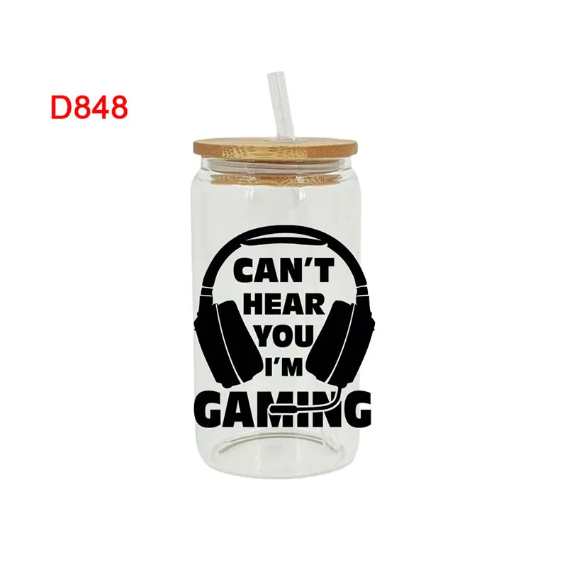 3D UV DTF Transfers Stickers, 16oz Cup Wrap, Gaming Leisure Sports Printed for DIY Glass Ceramic Metal Leather Etc. D848