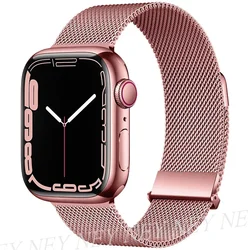 Sleek Milanese Loop Stainless Steel Watch Band Strap Bracelet - 49mm - 42mm - 44mm - 45mm (Rose pink 8)