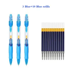 Retractable Gel Pens Set - Assorted Ink Colors for Writing and Office Supplies (Blue 3pen 10refills)