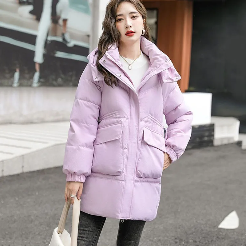 

New Women's Korean Down Cotton Jacket Winter Cold Warm Parker Overcoat Female Casual long Cotton Clothes Hooded Padded Jackets