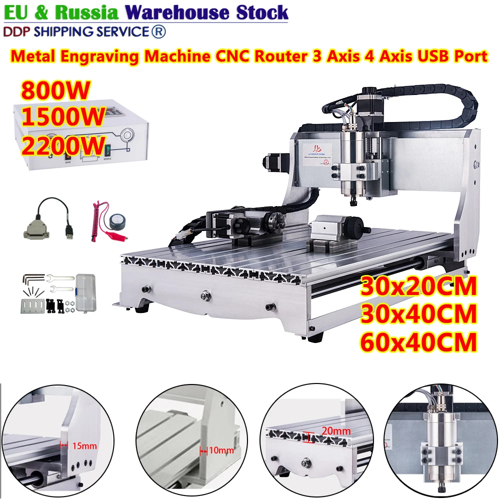 

2022 Hot Metal Stone Wood Work CNC Engraving Machine 2.2KW 6040 3040 3020 Milling Cutter Engraver 3 4 Axis with Free Gift Ship