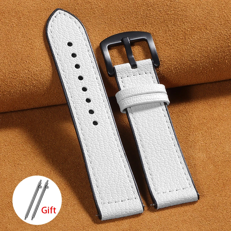 Premium Leather Silicone Hybrid Watch Band - Soft, Waterproof, Quick Release Strap
