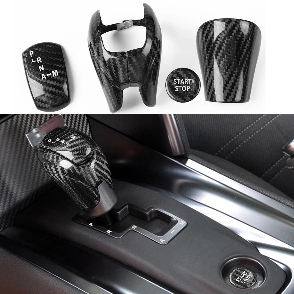 

5PCS Carbon Fiber Gear Shift Knob Engine Button Cover Fits For NISSAN GTR R35 08-16 Car Auto Interior Accessories