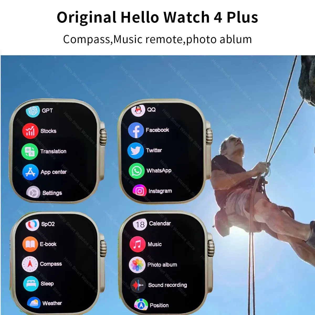 2025 New Hello Watch 4 Plus Ultra 2 Smartwatch 49mm 4G ROM NFC GPT GPS Compass Clock Bluetooth Call Smart Watch Men Women 3 Plus 4