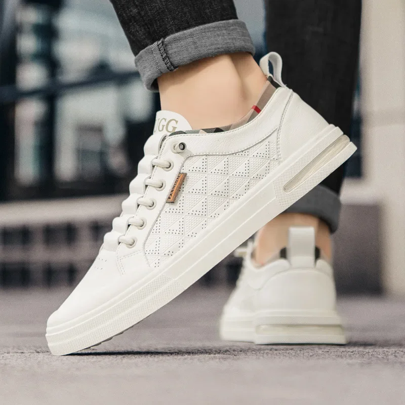 

Men's shoes spring new leather upper small white shoes trendy hundred take Korean version of casual sports shoes tide