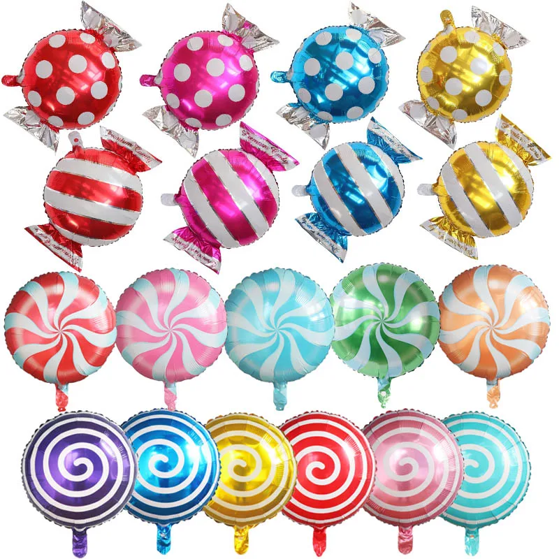 

50pcs Colorful Candy Foil Helium Balloon Lollipop Windmill Birthday Party Decoration Baby Shower Kids Toy Christmas Gifts Globos