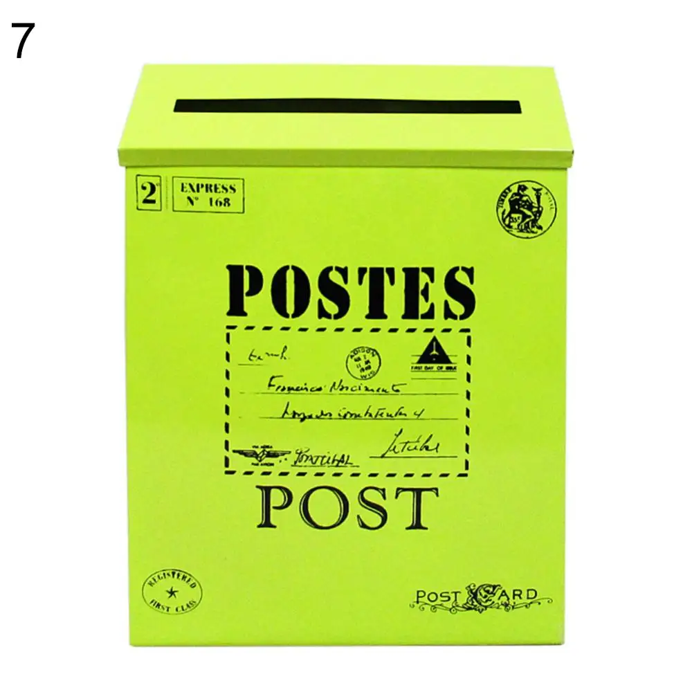 Retro Metal Wall Mounted Mailbox Bucket Newspaper Letter Box Post Garden Decor Flag Room Decor Home Accessories Caixa De Correio