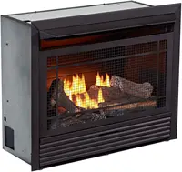 Ventless 26,000 BTU Heats 1,350 Square Feet Dual Fuel No-Clearance Gas Fireplace Insert with Remote Control Black 1