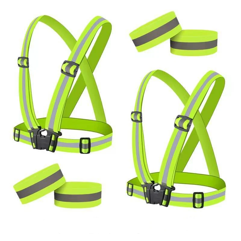 

High Visibility Highlight Reflective Straps Night Work Security Running Cycling Safety Reflective Vest Set