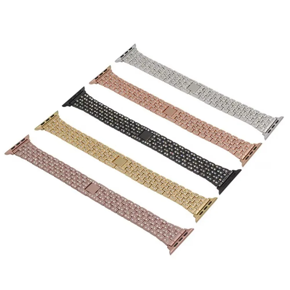 Suitable for Apple Watch 30/40/41mm 42/44/45/49mm full diamond studded simple and stylish metal watch strap