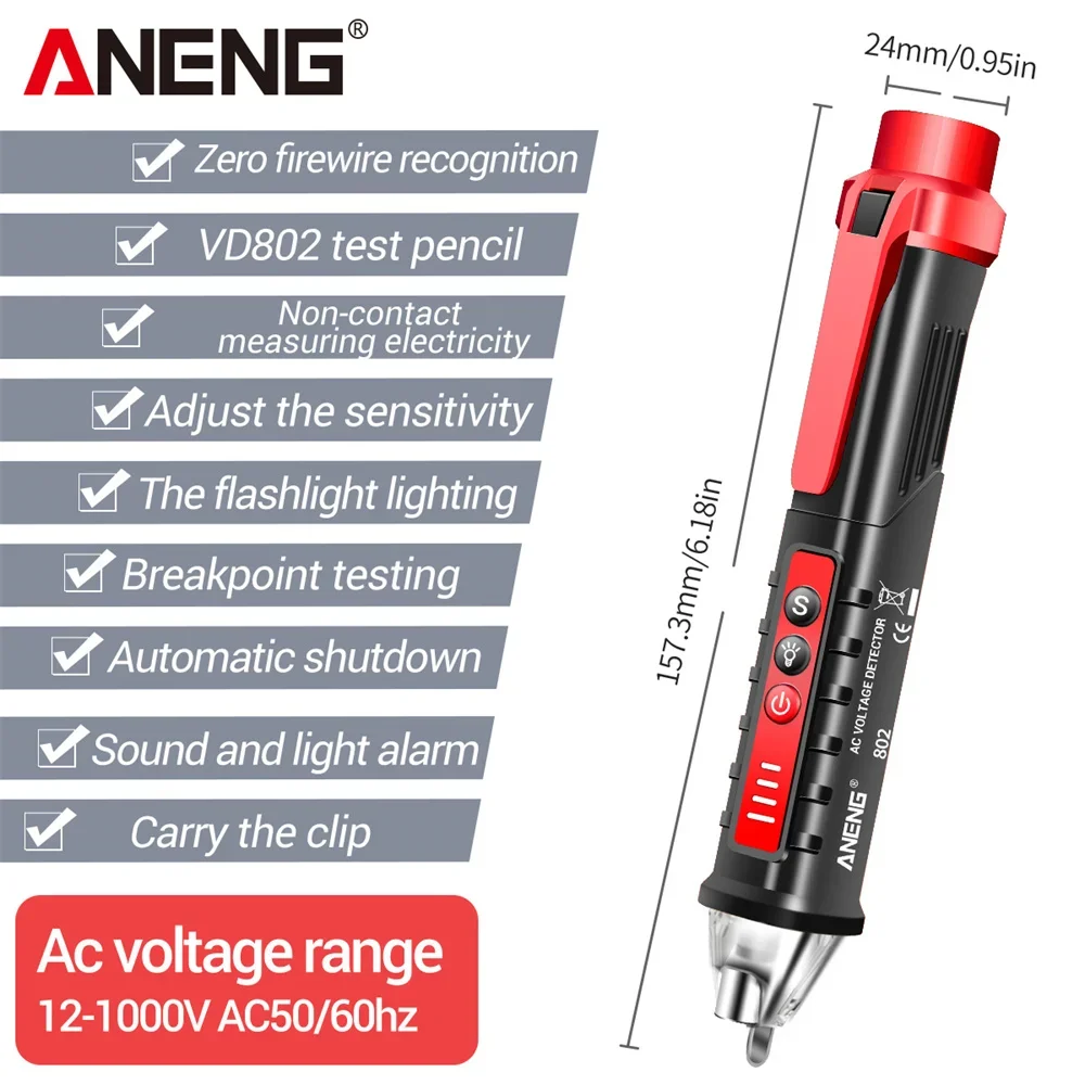 ANENG ST181 디지털 클램프 미터 무료 증 VD802 전압 테스터 펜 4000 카운트 트루 RMS AC DC 전압 NCV 정전기 용량 주파수
