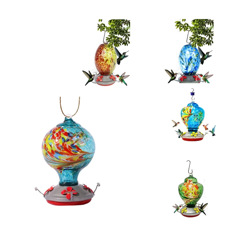

Garden Bird Feeders For Outdoors Hanging Bird Gifts For Women, Blown Glass Bird Feeder