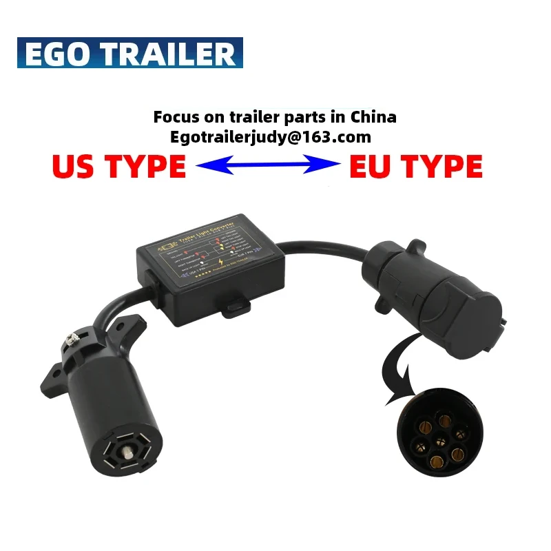 USA 7PIN to EUR 7PIN Trailer Light Converter Towing Trailer Connector Parts  Blade Socket 7-way Stop/Brake Signal Separating