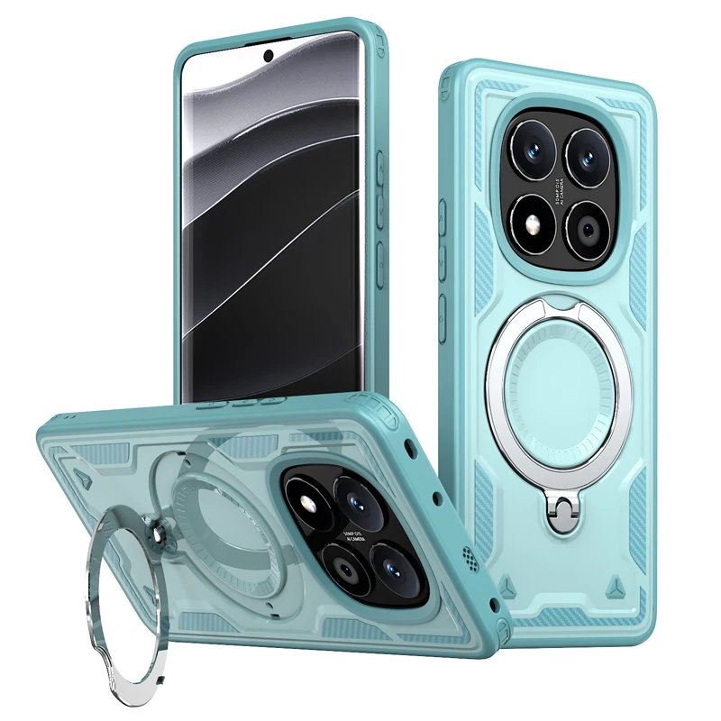 Military Drop-Proof Hard Case with 360° Adjustable Ring Stand