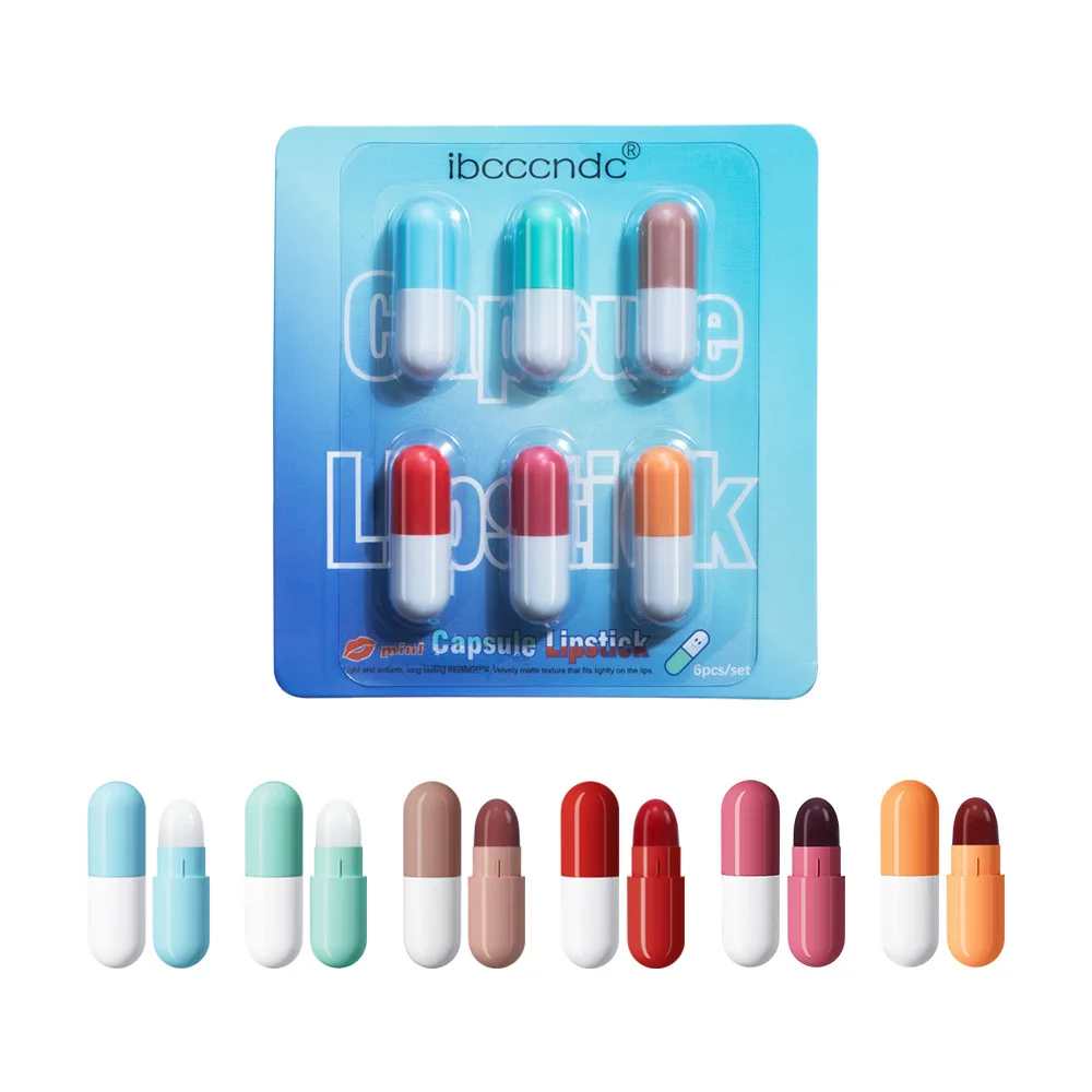 4/6 個パックミニカプセル口紅セットベルベットリップスティック