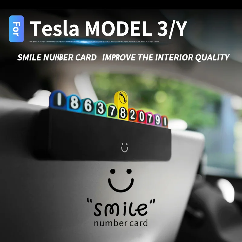

New Car Phone Number For TESLA Model Y Model 3 X Y Temporary Parking Card Hidden Plate Car Park Stop Auto Decoration Accessories