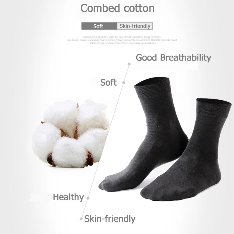 5 Pairs/Lot Men's Cotton Socks New Styles Black Business Men Socks Soft Breathable Autumn Spring for Male White Big Size EU44-50