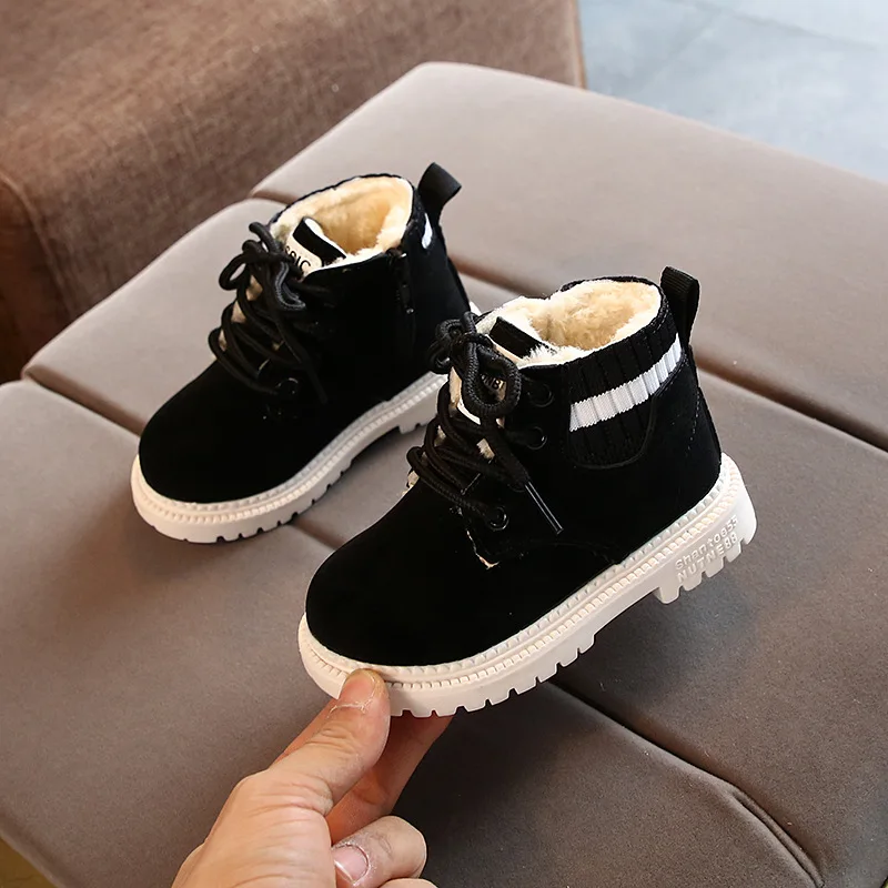 Children's Ankle Boots for Little Kids Toddlers Snow Boots Vintage Warm Cotton Short Boots Boys Girls Fashion Winter Boots Zip