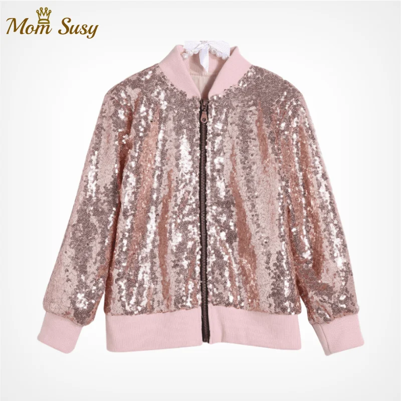 Chaqueta De Lentejuelas Para Niña, Abrigo De Algodón De Manga Larga Para Niño, Ropa Brillante Para Primavera Y - Chaquetas Y Abrigos - AliExpress