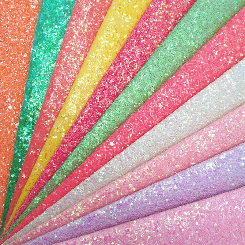 Description Picture 2 of itemMini Rolls Sheets Neon Chunky Glitter Faux Leather Glitter Synthetic Leather Glitter Vinyl Fabric DIY Bows W564