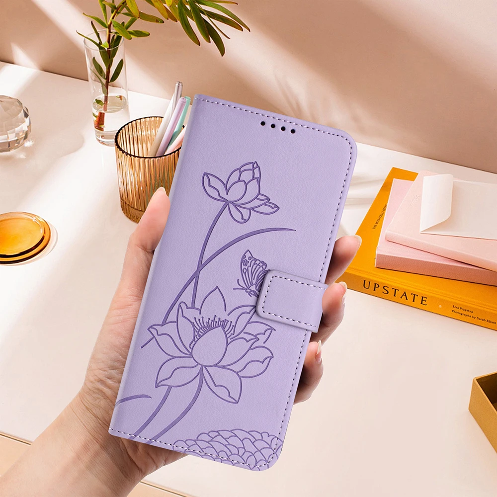 Embossed Leather Wallet Phone Case Cover