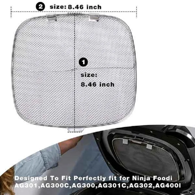 Replacement Splatter Shield Ninja Foodi AG301 5-In-1 Indoor Grill Stainless Steel AG300 AG300C AG301C AG302 AG400