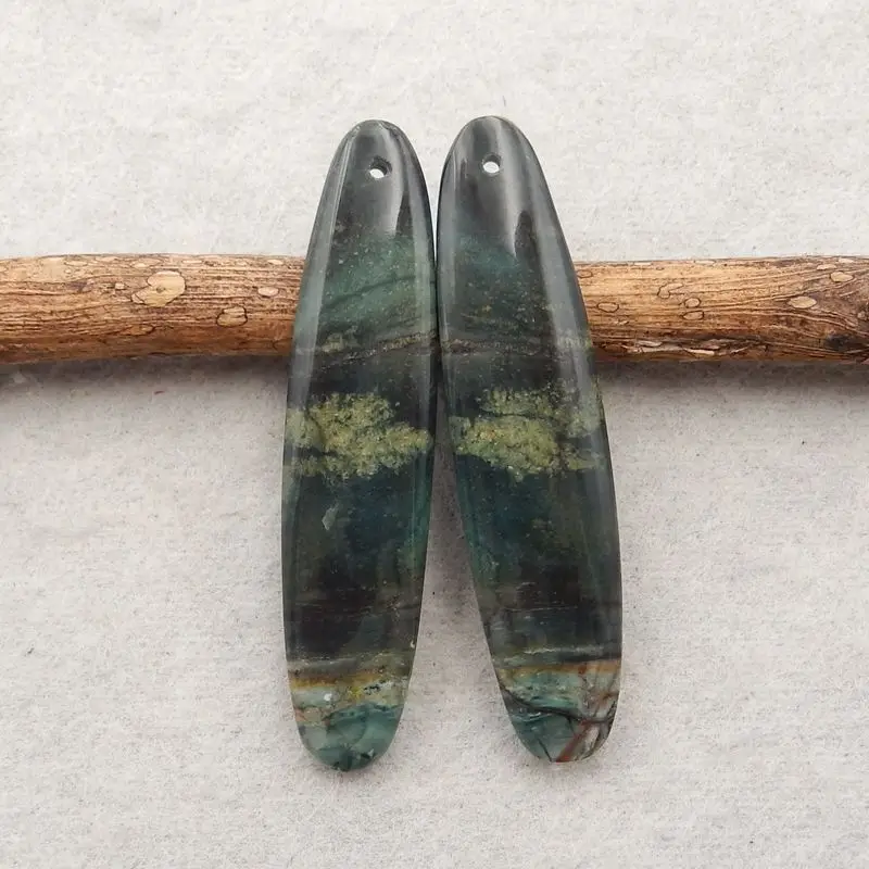 Semiprecious Natural Stone Morrisonite Jasper Gemstone Fashion Earring Bead Accessories For Women 45x11x5mm 8g