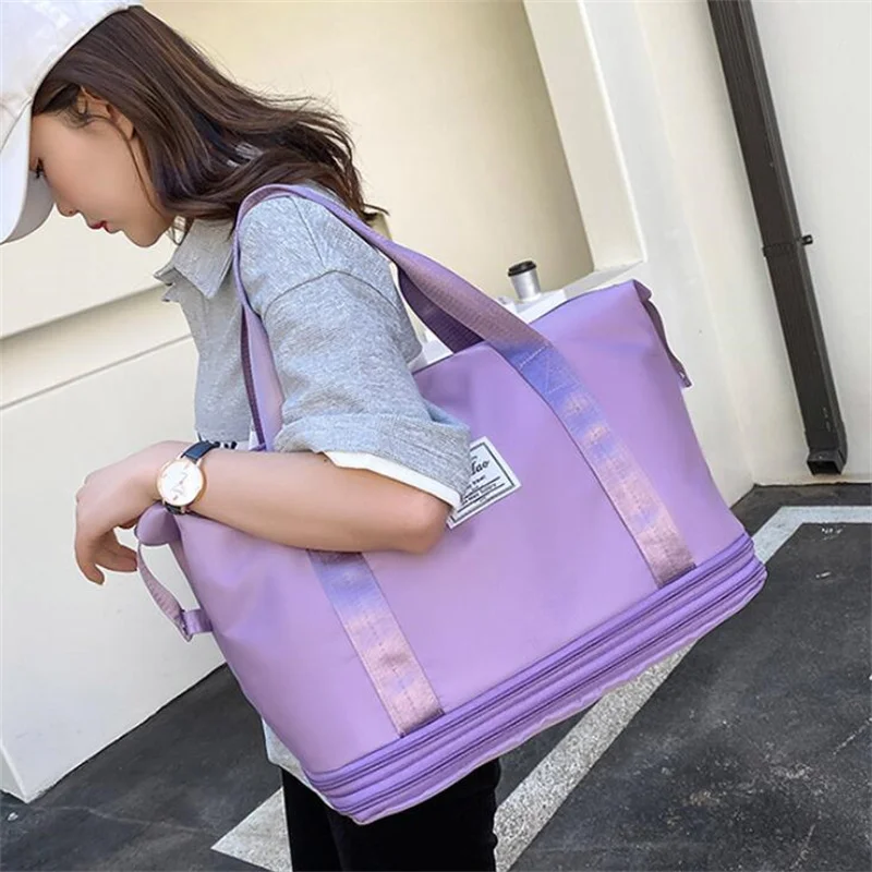 Travel Bags Women Shoulder Bag Double Zipper Expansion Large