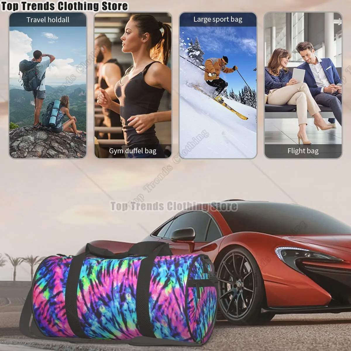 Funny Tie Dye Gym Bag Colorful Print Travel Training Sports Bags Male Female Capacity Vintage Fitness Bag Oxford Handbags