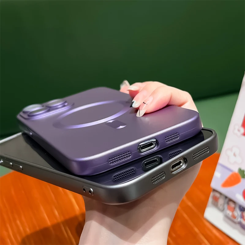 Luxury Magsafe Wireless Charge Phone Case For iPhone 14 13 12 11 15 Pro Max Plus Soft Magnetic Matte Bumper Protection Cover - Image 5