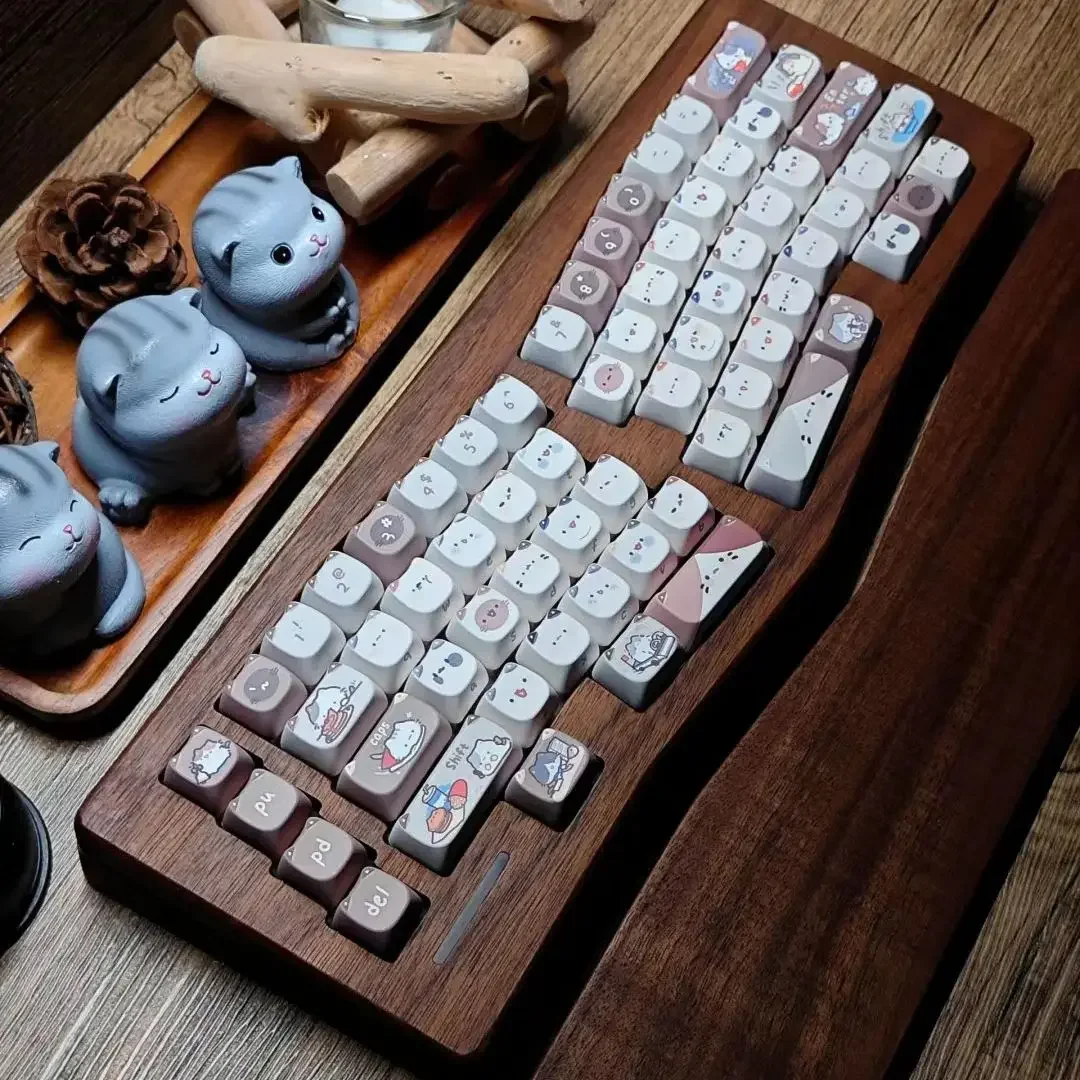 Mocha Cat Keycaps para Teclado Mecânico Cute Pbt Mao Keycaps Sublimação Térmica Quadrada Alice 2.25 u 2.75u 142 Chaves - Imagem 2