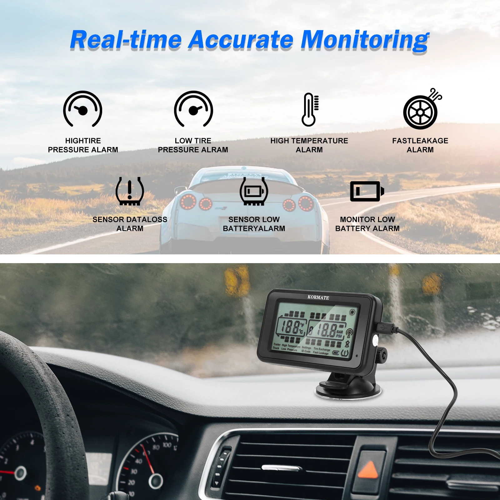 TPMS 4-28 Wheels Performance Tire Pressure Monitoring System With Booster Applicable Trucks（No repeater 4 and 6 sensors system） car tire pressure monitor,motorcycle tire pressure monitor,car tire pressure sensor