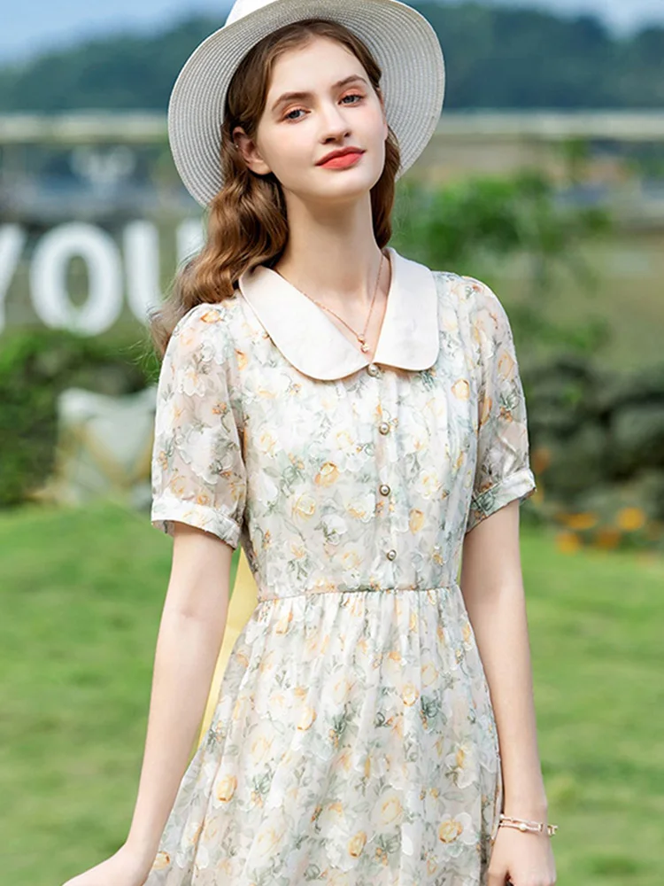 【日本入手困難】Embroidered chiffon dress ワンピース I BELIEVE YOU Chiffon Dress For Women 2024 Summer French