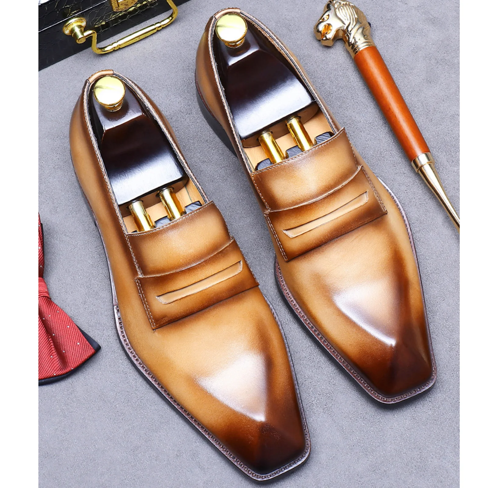 

24 Shoes For Men Silp-on Man Hand Made Footwear Cowhide Office Genuine Leather Business Spring/Autumn Oxford Formal Big Sizes