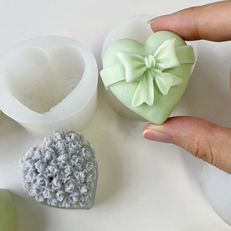 

3D Love Heart Candle Silicone Mold Candle Fragrance Resin Soap Cake Making Molds DIY Handmade Moulds Wedding Gifts Home Decor