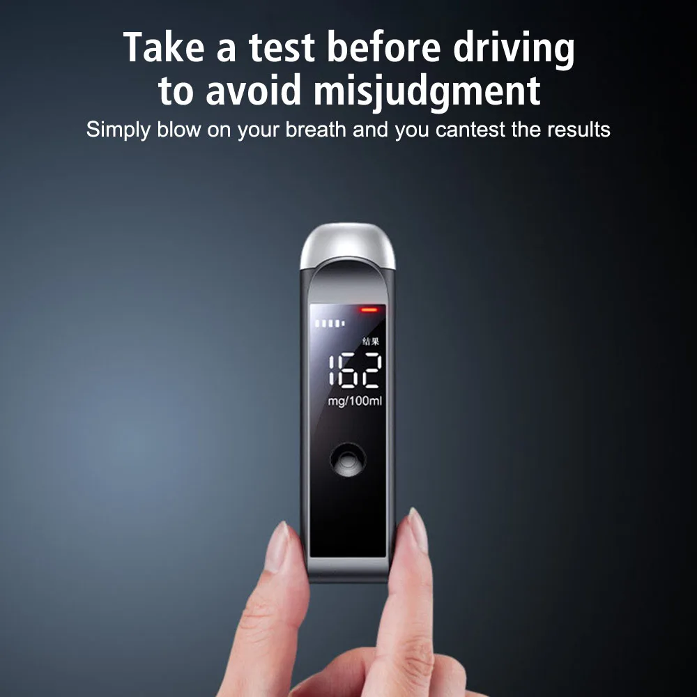Breathalyzer With Buzzer Warning Portable Alcohol Tester Digital LCD Display 0-200mg/100ml Alcohol Detector Police Alcotester