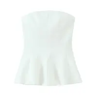 Spring 2025 Women's New Slim Fit ort Skirt Sle Tube Top with Ruffle Hemline Versatile Faionable Ladies' Blouse - Image 2