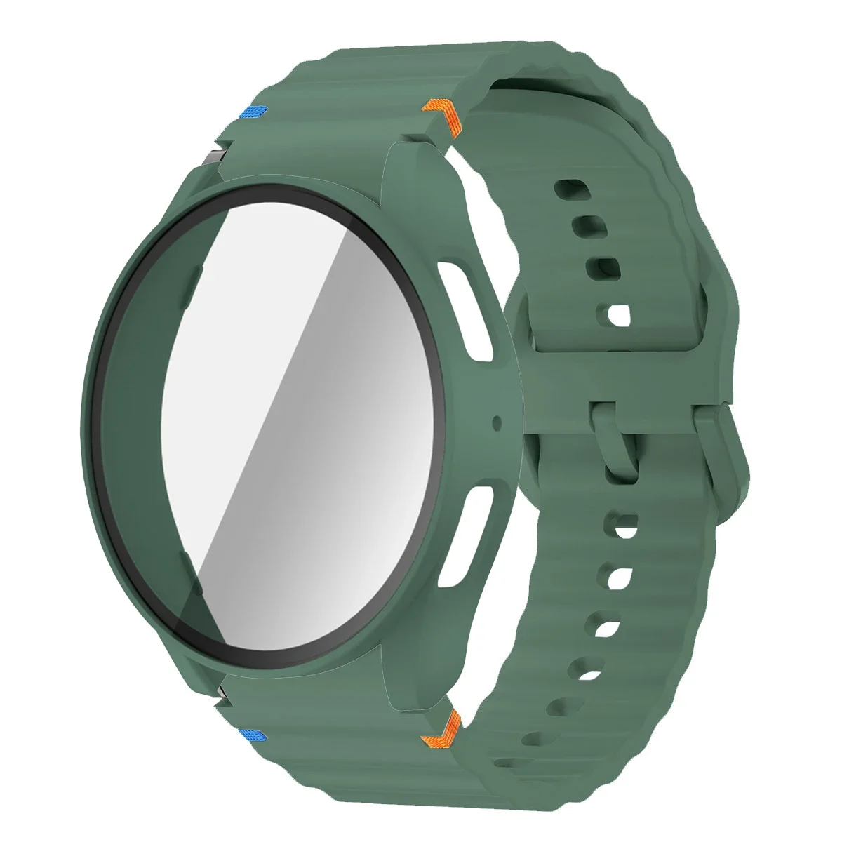 Enhanced Silicone Band and Bumper Case with Tempered Glass Screen Protector