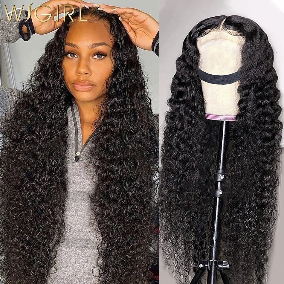 Wigirl Brazilian Deep Wave 13x4 Lace Front Human Hair Wigs 28 30 Inches Curly Frontal Pre Plucked Water Wig Remy | Шиньоны и парики