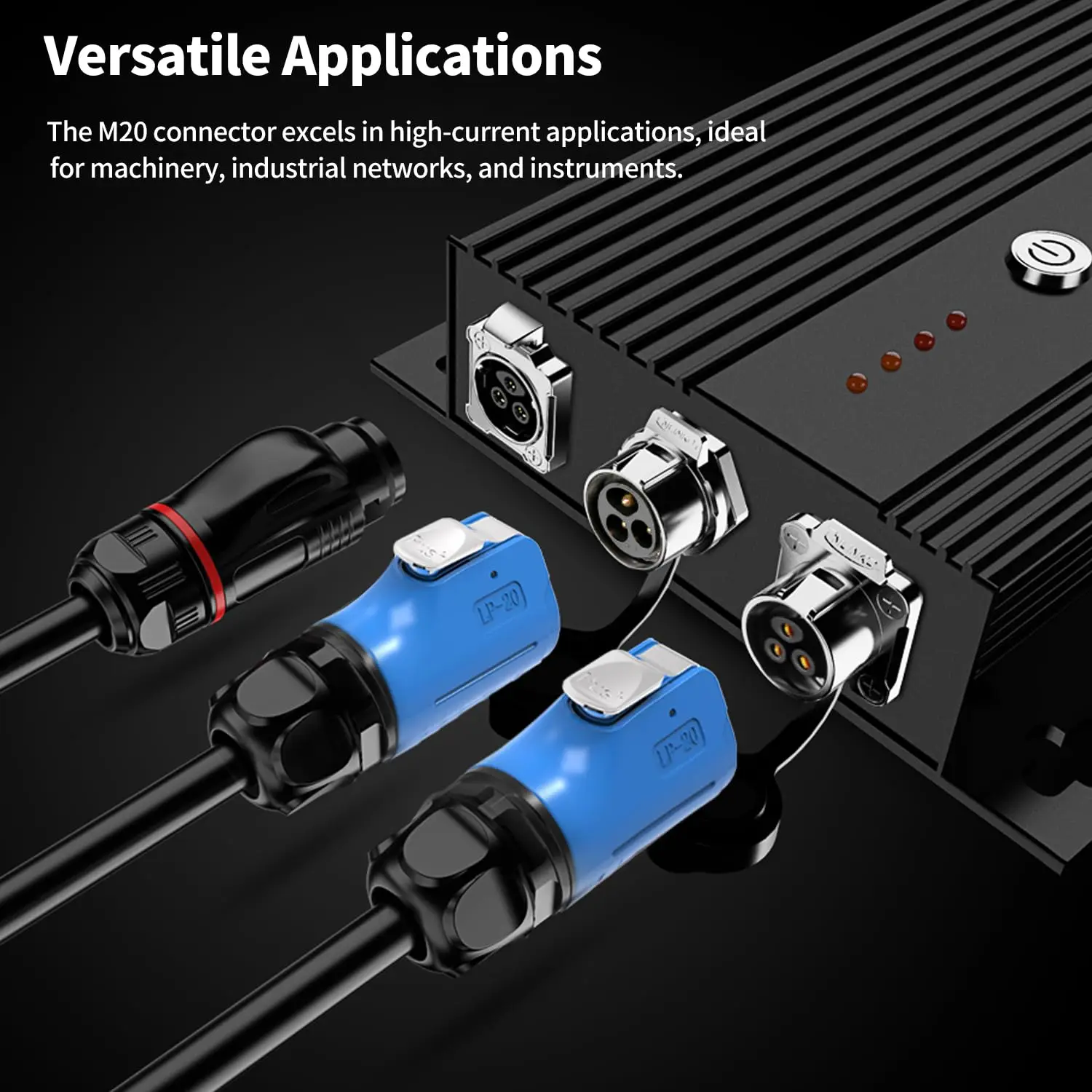 CNLINKO LP20 3 Pin Waterproof Screw Locking AC/DC Power Connector