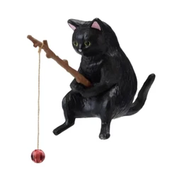 Aquatic Cat Ornament - Miniature Aquarium Decoration & Fish Tank Accessory (Black cat)