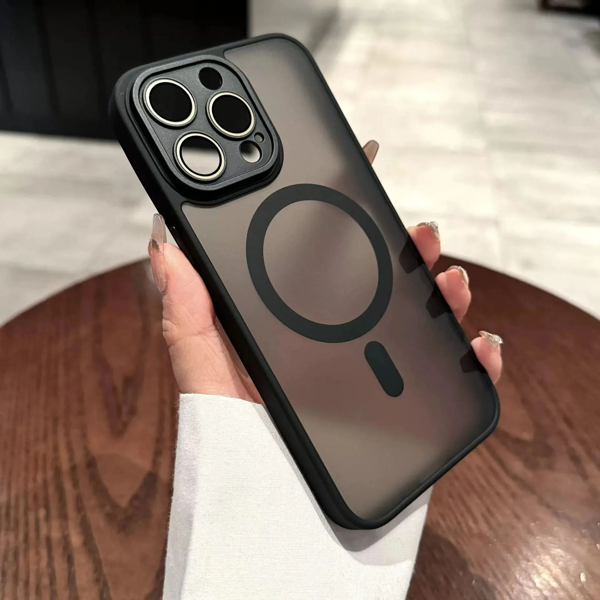 Stylish Magnetic Matte Translucent Shockproof Phone Case with MagSafe Wireless Charging Compatibility