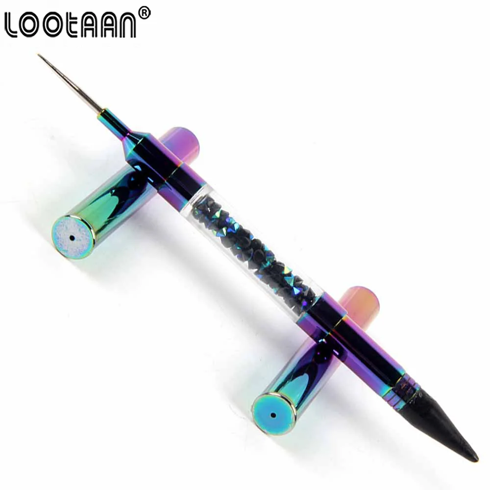 1 PCS Dazzling Dual-ended Nail Dotting Wax Pen Replaceable Head Rhinestones Gems Picker For Acrylic Nails Crayon Nail Art Tools 2