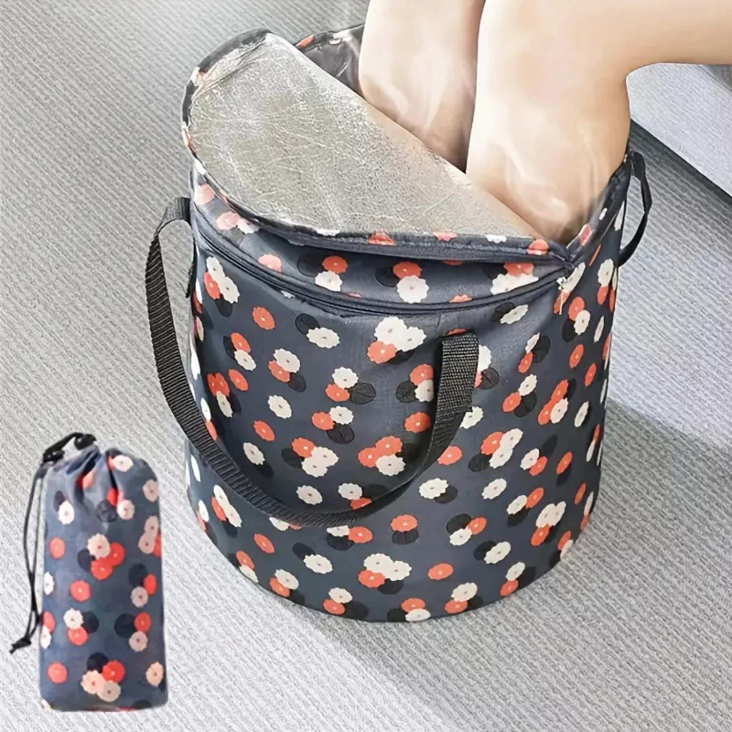 Convenient, Large, Portable, and Insulated Foldable Foot Bucket with Protective Cover-Ideal for Traveling. Includes Foldable F
